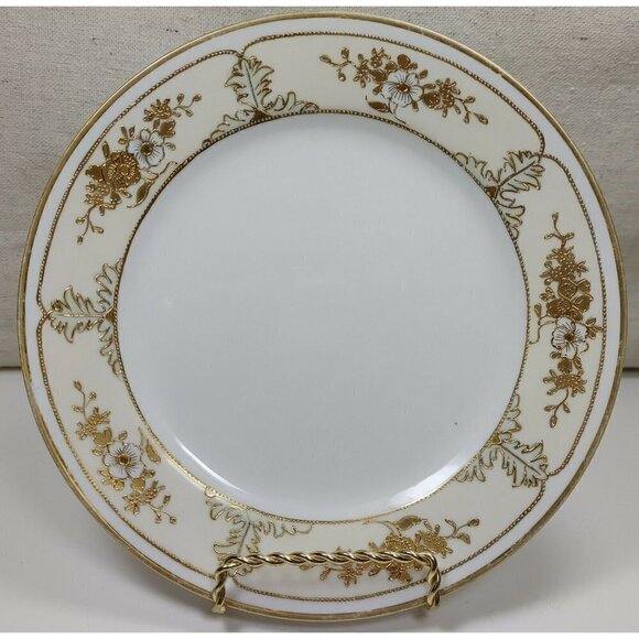 Nippon Other - Nippon Ceramics White Round Shape Floral Gold Rim Hand Painted Salad Plate Three